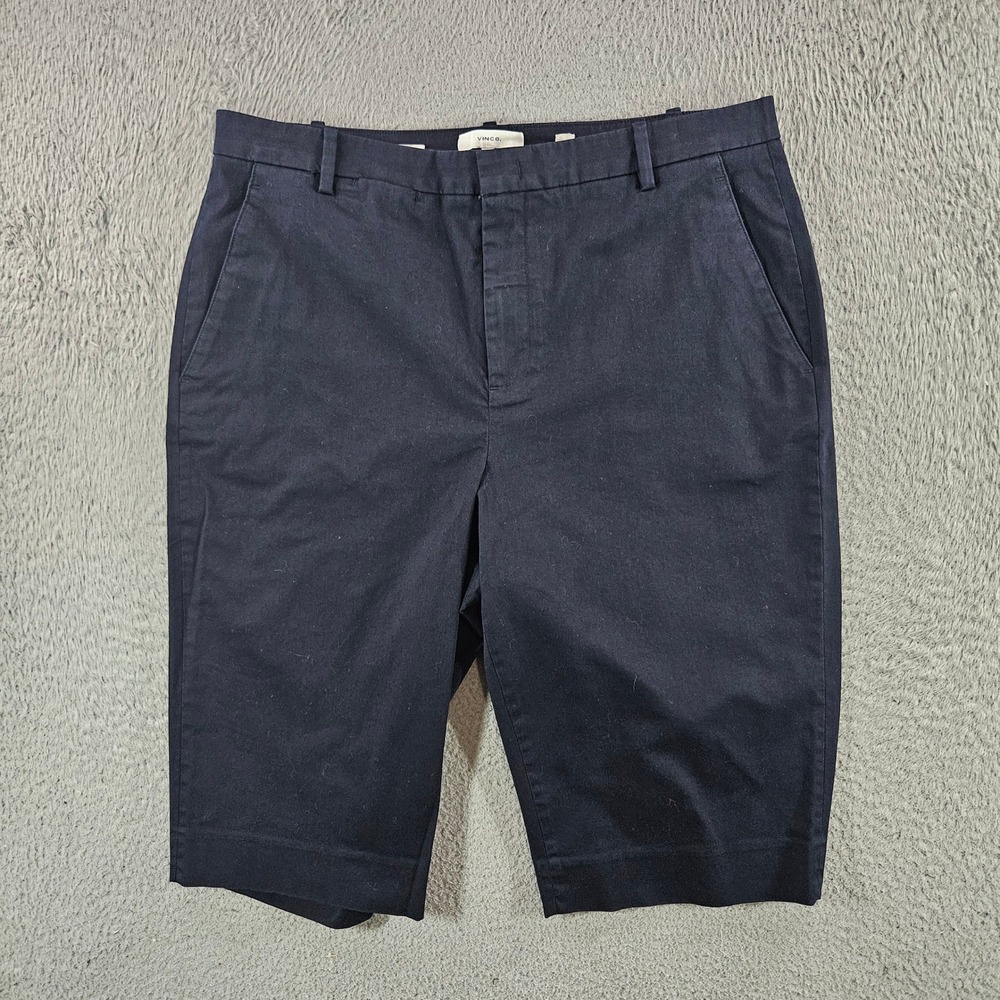 Vince Womens Navy Blue Bermuda Shorts Italian Fabric Cotton Blend Size 10